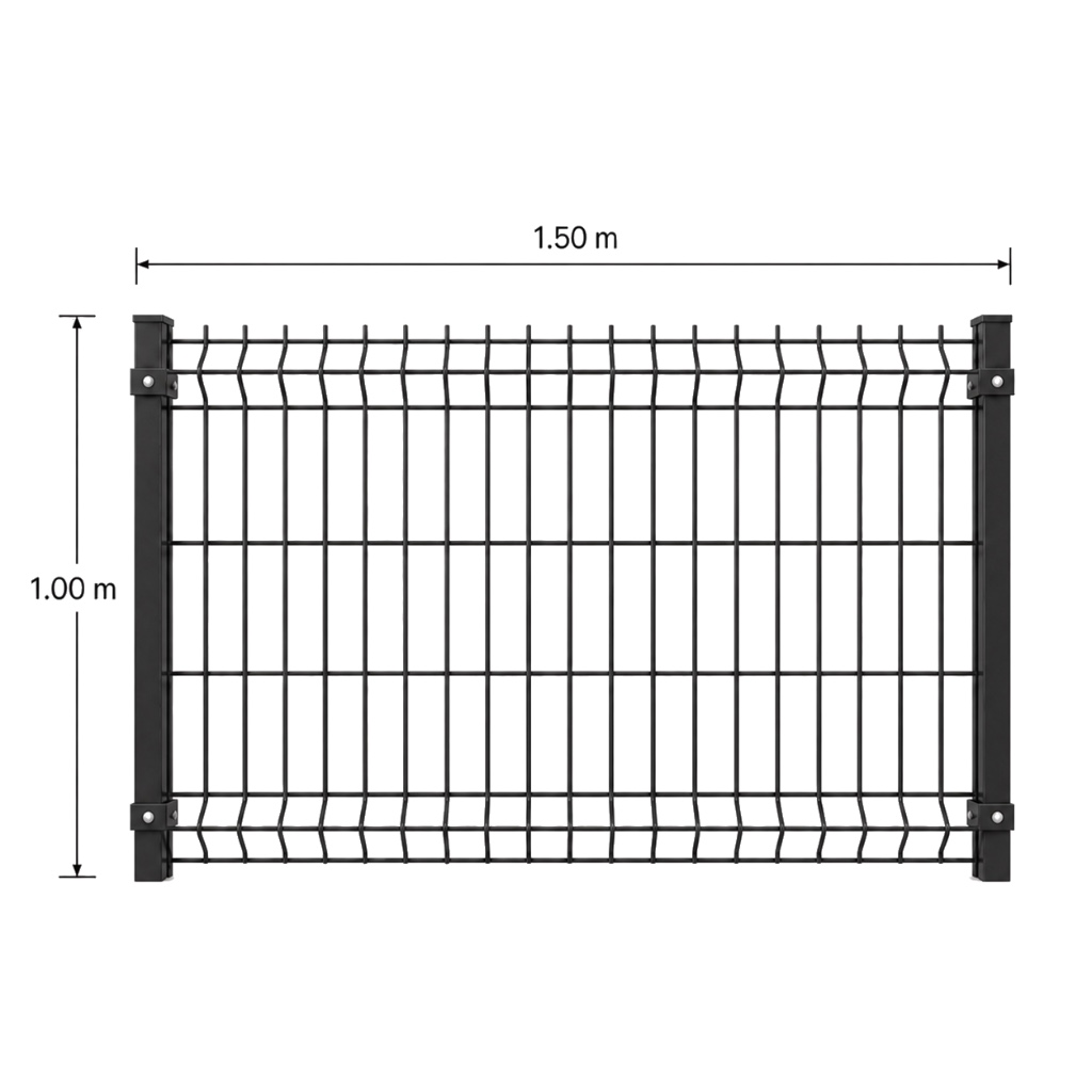 Kit Reja 3D 1.0 × 1.5 m — Pintado Negro (RAL 9011) — Fundir