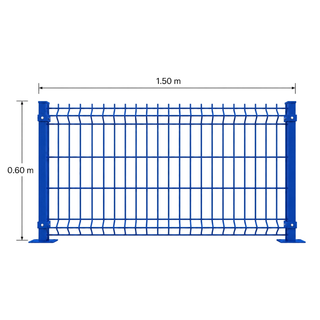 Kit Reja 3D 0.6 × 1.5 m — Pintado Azul (RAL 5017) — Fijación en concreto