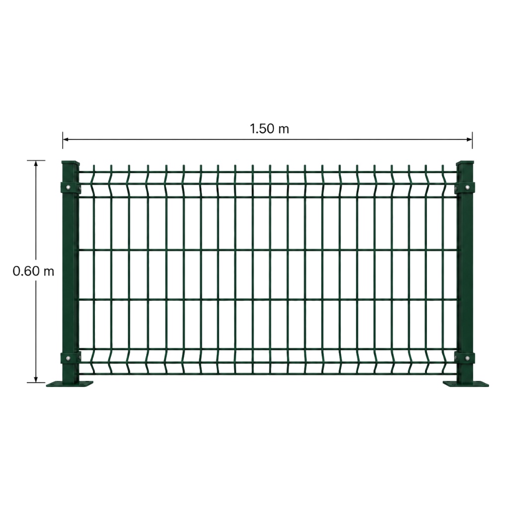 Kit Reja 3D 0.6 × 1.5 m — Pintado Verde (RAL 6005) — Fijación en concreto