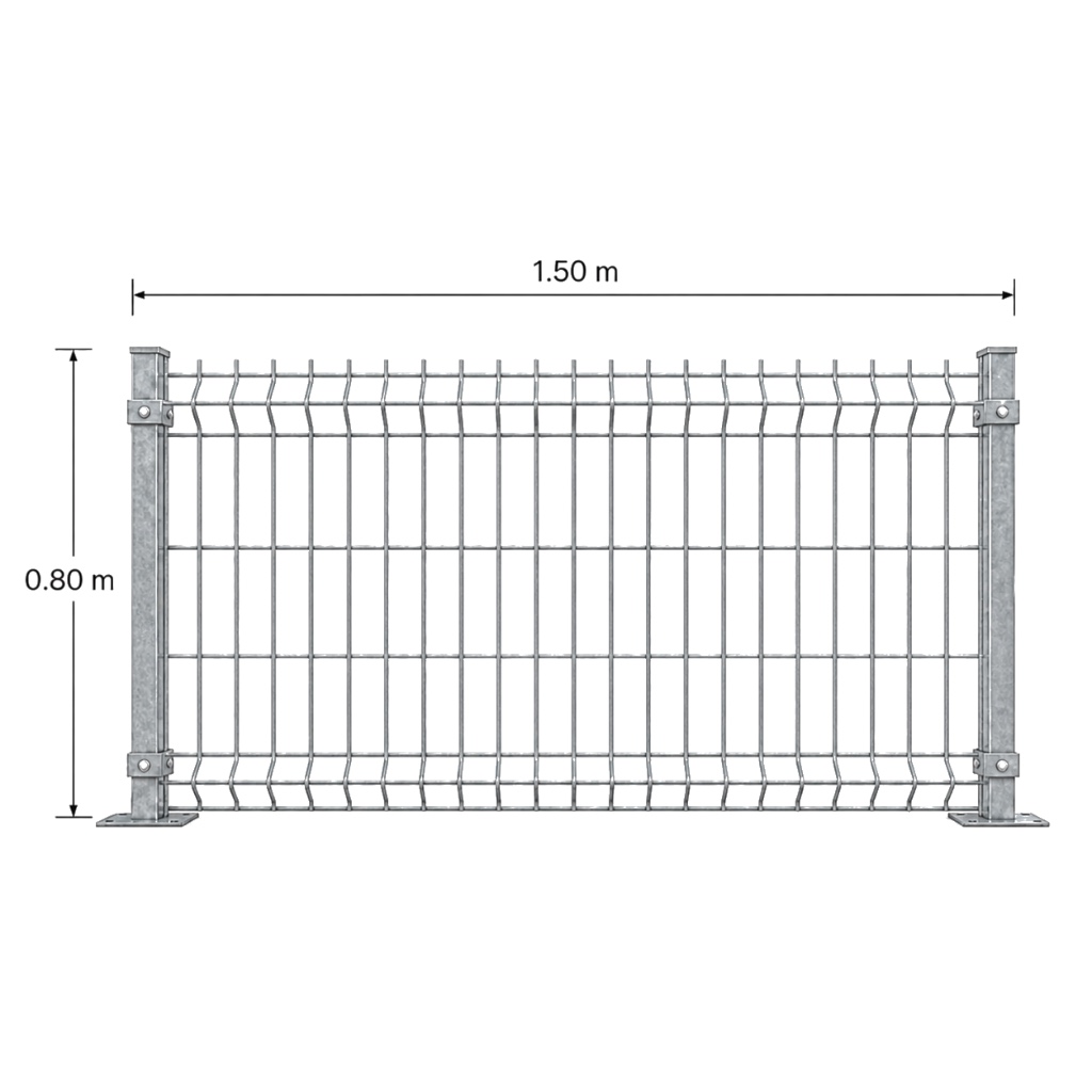 Kit Reja 3D 0.8 × 1.5 m — Galvanizado — Fijación en concreto