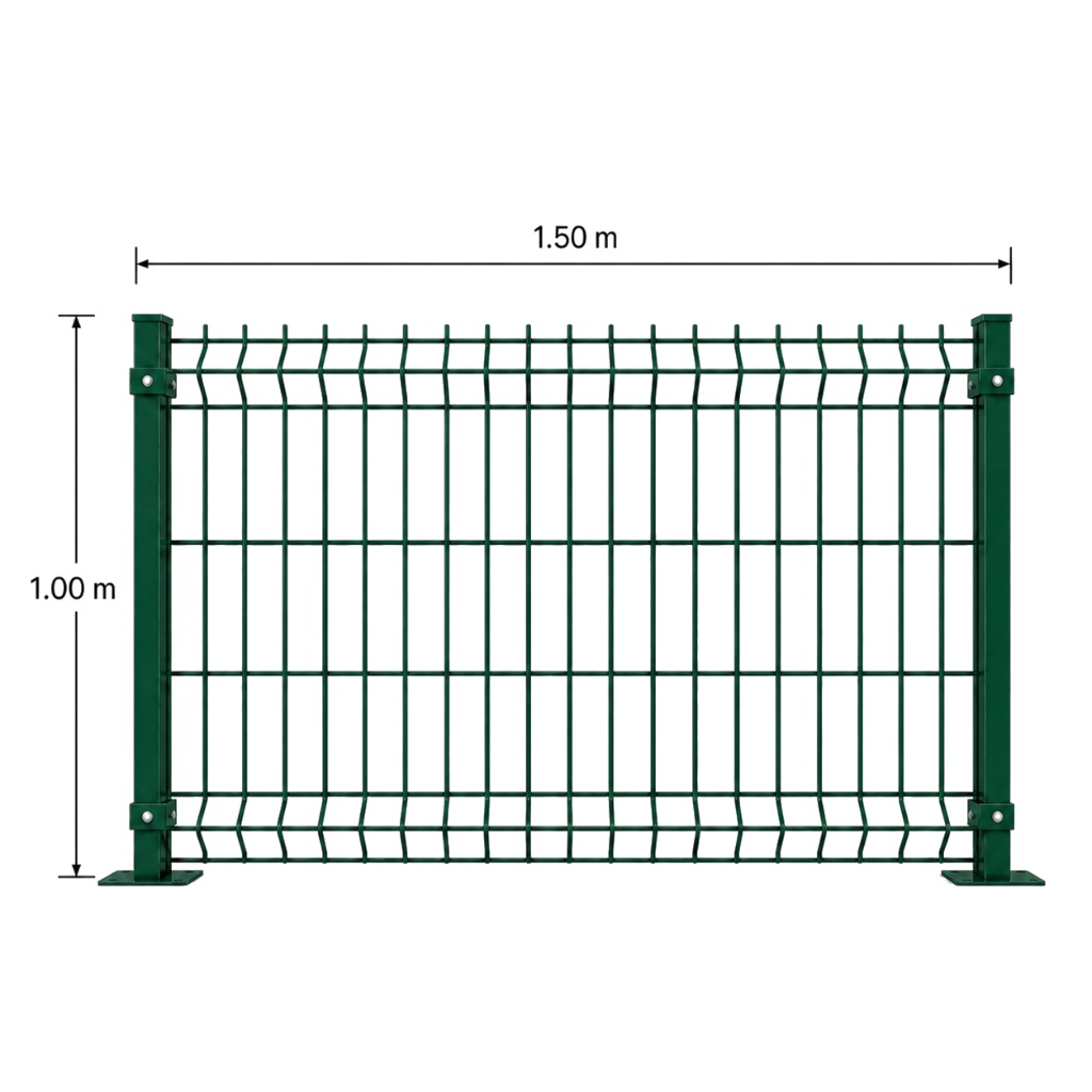 Kit Reja 3D 1.0 × 1.5 m — Pintado Verde (RAL 6005) — Fijación en concreto