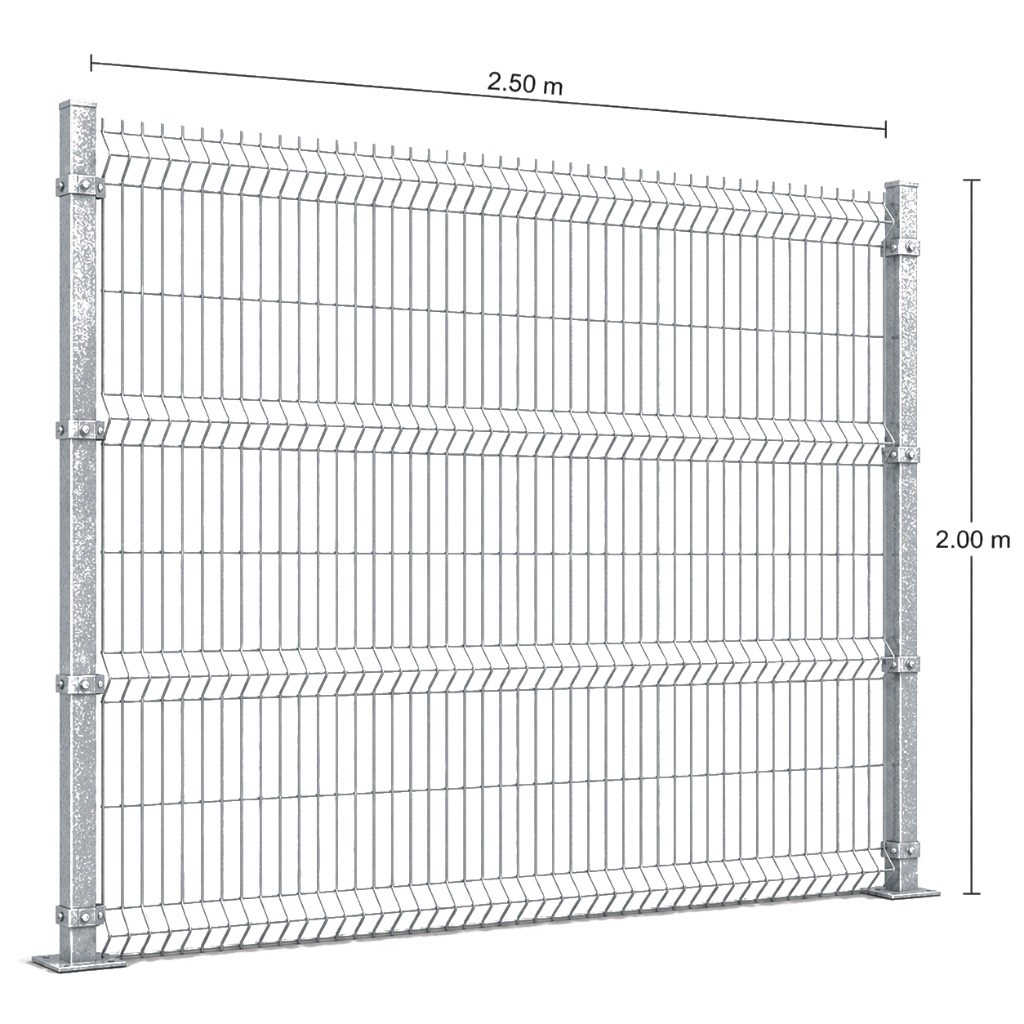 Kit Reja 3D 2.0 × 2.5 m — Galvanizado — Fijación en concreto