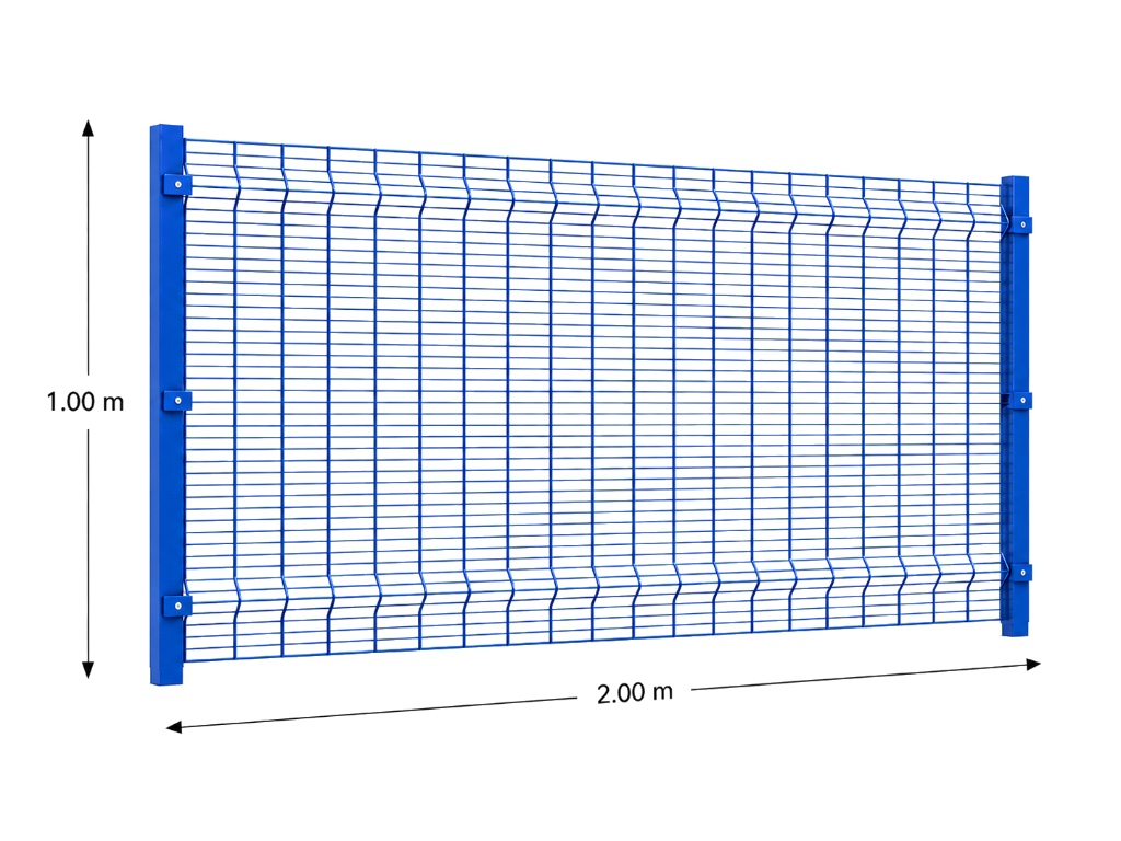 Kit Reja Antiescalable 1.0 × 2.0 m — Cuadrícula 1.2 × 7.5 cm — Pintado Azul (RAL 5017) — Fundir