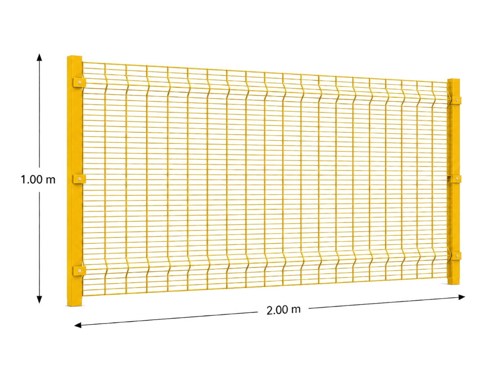 Kit Reja Antiescalable 1.0 × 2.0 m — Cuadrícula 1.2 × 7.5 cm — Pintado Amarillo (RAL 1003) — Fundir