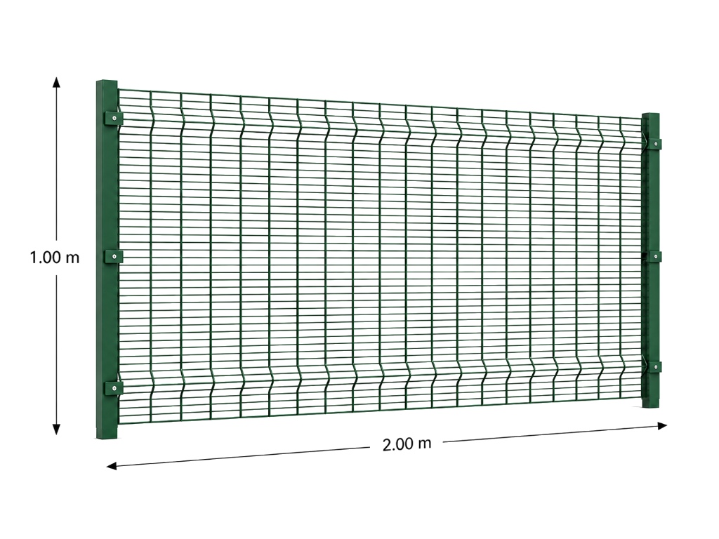 Kit Reja Antiescalable 1.0 × 2.0 m — Cuadrícula 1.2 × 7.5 cm — Pintado Verde (RAL 6005) — Fundir