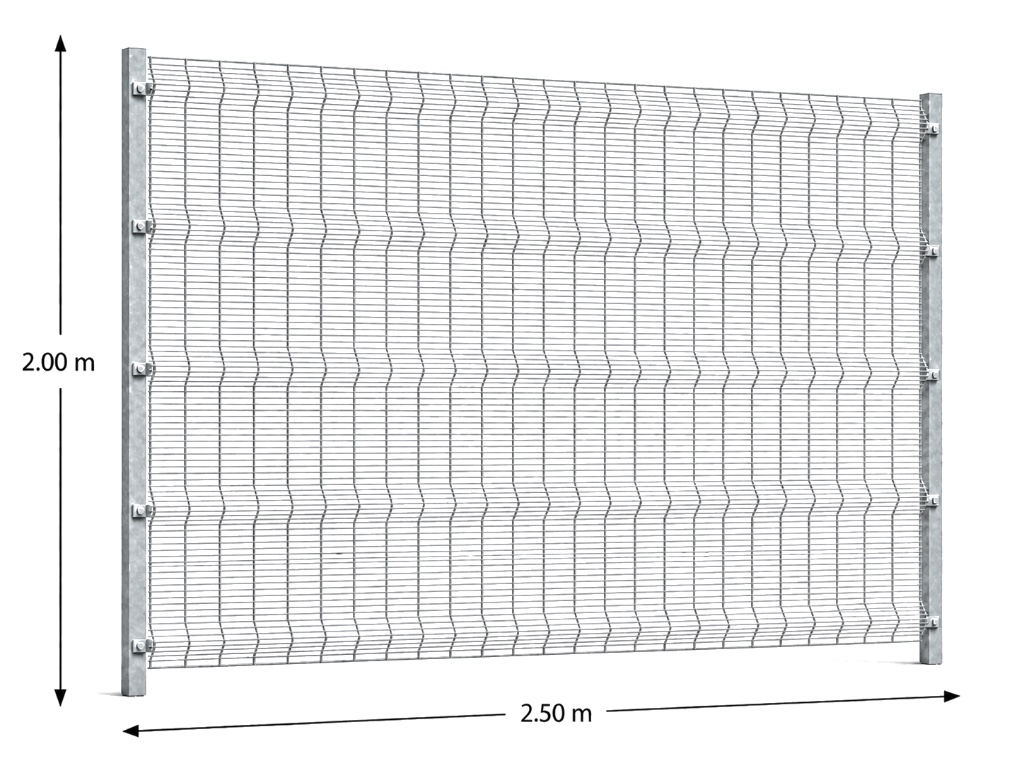 Kit Reja Antiescalable 2.5 × 2.0 m — Cuadrícula 1.2 × 7.5 cm — Galvanizado — Fundir