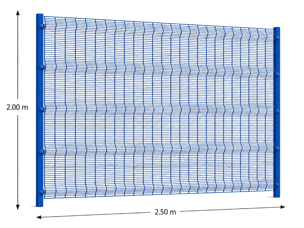 Kit Reja Antiescalable 2.5 × 2.0 m — Cuadrícula 1.2 × 7.5 cm — Pintado Azul (RAL 5017) — Fundir
