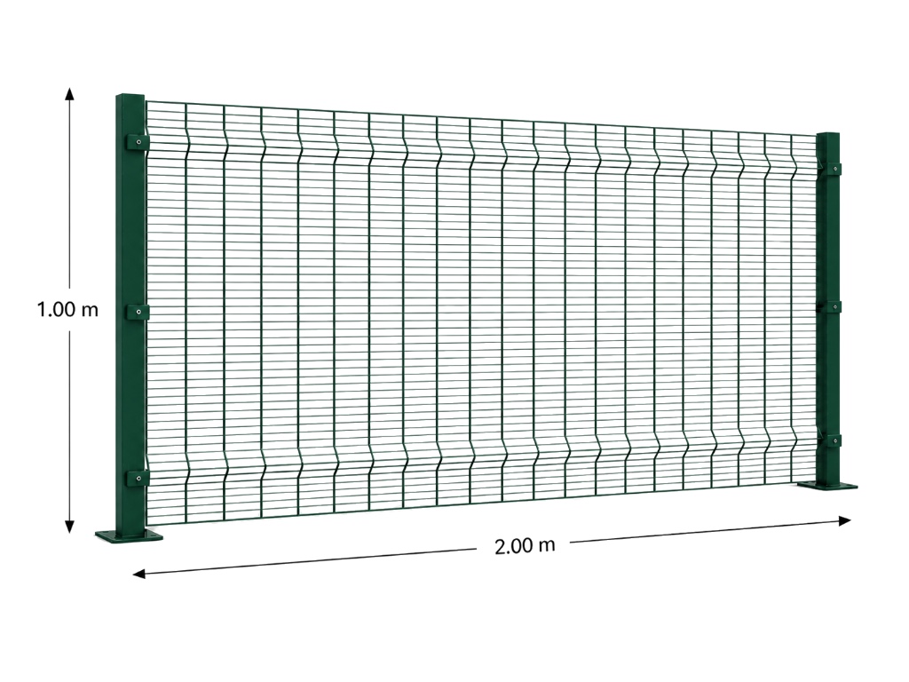 Kit Reja Antiescalable 1.0 × 2.0 m — Cuadrícula 1.2 × 7.5 cm — Pintado Verde (RAL 6005) — Fijación en concreto