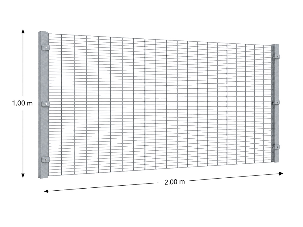 Kit Reja Antiescalable Sin Pliegues 1.0 × 2.0 m — Cuadrícula 1.2 × 7.5 cm — Galvanizado — Fundir