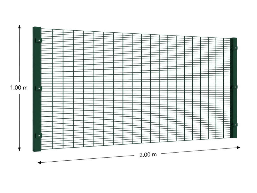 Kit Reja Antiescalable Sin Pliegues 1.0 × 2.0 m — Cuadrícula 1.2 × 7.5 cm — Pintado Verde (RAL 6005) — Fundir