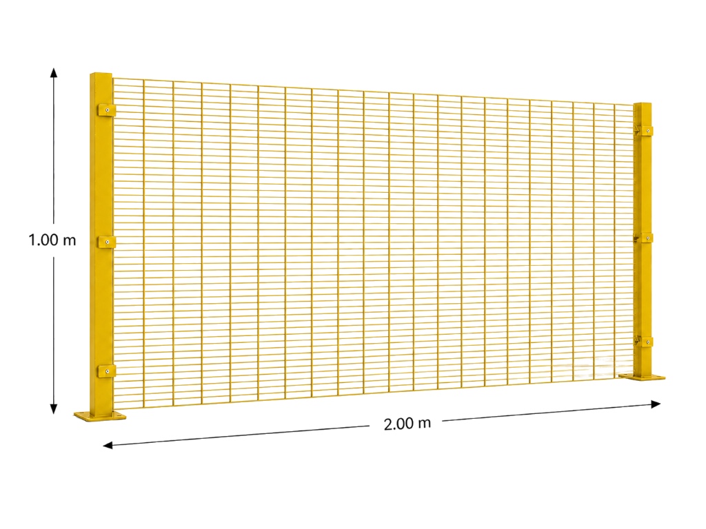 Kit Reja Antiescalable Sin Pliegues 1.0 × 2.0 m — Cuadrícula 1.2 × 7.5 cm — Pintado Amarillo (RAL 1003) — Fijación en concreto