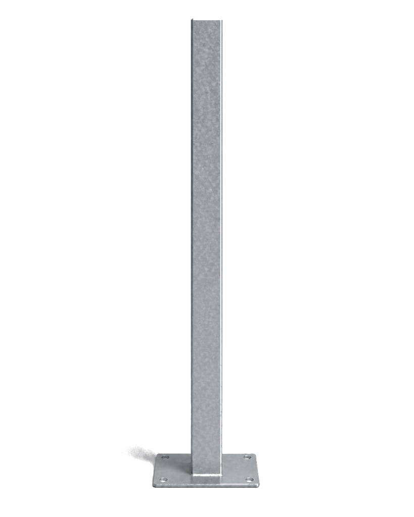 Poste para fijación en concreto 3"×3" — 2.5 m — Galvanizado (incluye platina 7"×4")