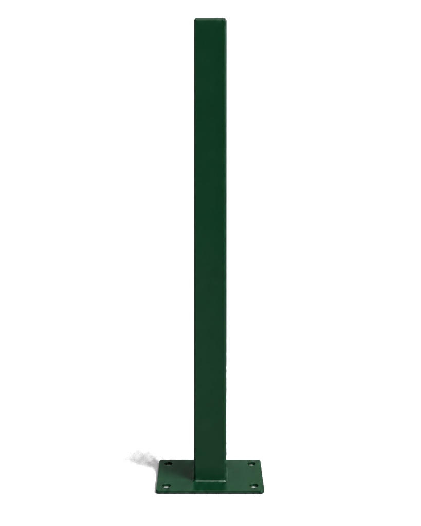 Poste para fijación en concreto 3"×3" — 2.5 m — Pintado Verde (RAL 6005) (incluye platina 7"×4")