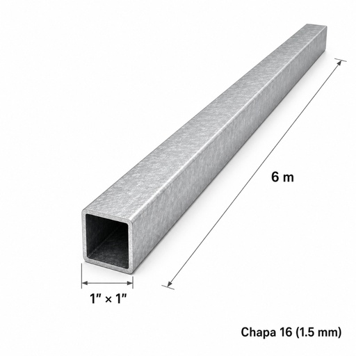 [TBC1] Tubo cuadrado 1" — Tubo completo (6m) — Galvanizado