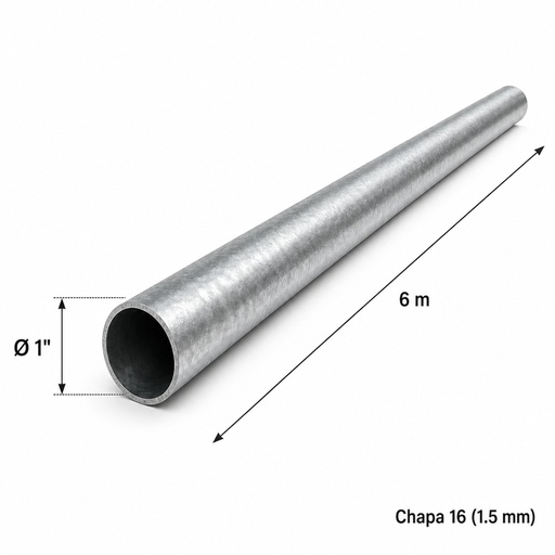 [TBR1] Tubo redondo 1" — Tubo completo (6m) — Galvanizado