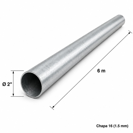 [TBR2] Tubo redondo 2" — Tubo completo (6m) — Galvanizado