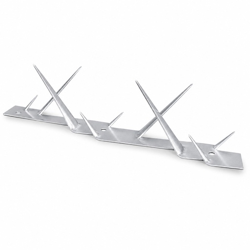 [BAE03] Barra anti-escalamiento tipo púa · Largo: 1.25 m · Alto: 110 mm · Espesor: 2 mm