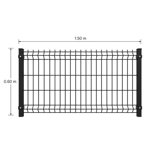 [KIT-RJ3D-60X150/PF/PE/NE] Kit Reja 3D 0.6 × 1.5 m — Pintado Negro (RAL 9011) — Fundir