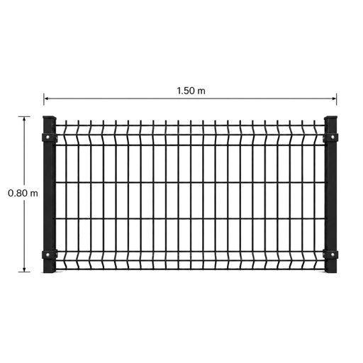 [KIT-RJ3D-80X150/PF/PE/NE] Kit Reja 3D 0.8 × 1.5 m — Pintado Negro (RAL 9011) — Fundir