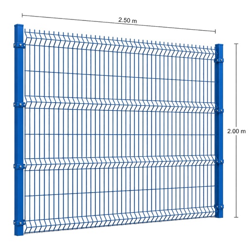 [KIT-RJ3D-200X250/PF/PE/AZ] Kit Reja 3D 2.0 × 2.5 m — Pintado Azul (RAL 5017) — Fundir