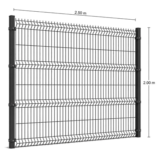 [KIT-RJ3D-200X250/PF/PE/NE] Kit Reja 3D 2.0 × 2.5 m — Pintado Negro (RAL 9011) — Fundir