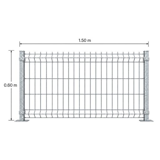 [KIT-RJ3D-60X150/FC] Kit Reja 3D 0.6 × 1.5 m — Galvanizado — Fijación en concreto