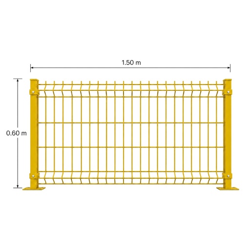 [KIT-RJ3D-60X150/FC/PE/AM] Kit Reja 3D 0.6 × 1.5 m — Pintado Amarillo (RAL 1003) — Fijación en concreto
