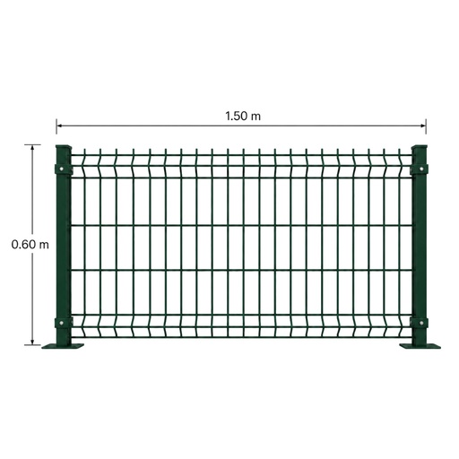 [KIT-RJ3D-60X150/FC/PE/VE] Kit Reja 3D 0.6 × 1.5 m — Pintado Verde (RAL 6005) — Fijación en concreto