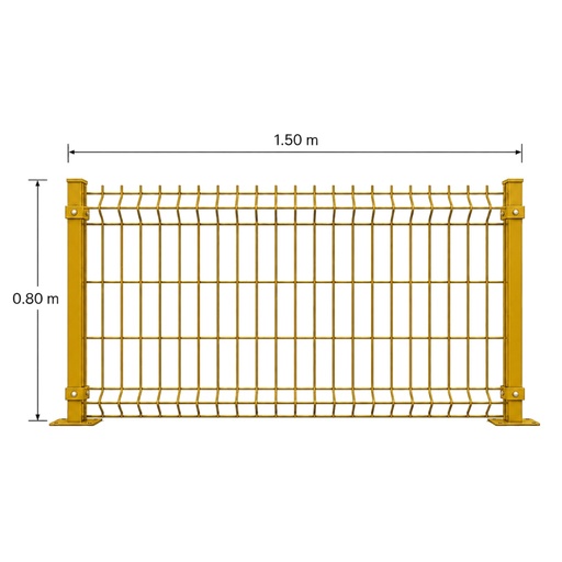 [KIT-RJ3D-80X150/FC/PE/AM] Kit Reja 3D 0.8 × 1.5 m — Pintado Amarillo (RAL 1003) — Fijación en concreto