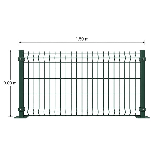 [KIT-RJ3D-80X150/FC/PE/VE] Kit Reja 3D 0.8 × 1.5 m — Pintado Verde (RAL 6005) — Fijación en concreto