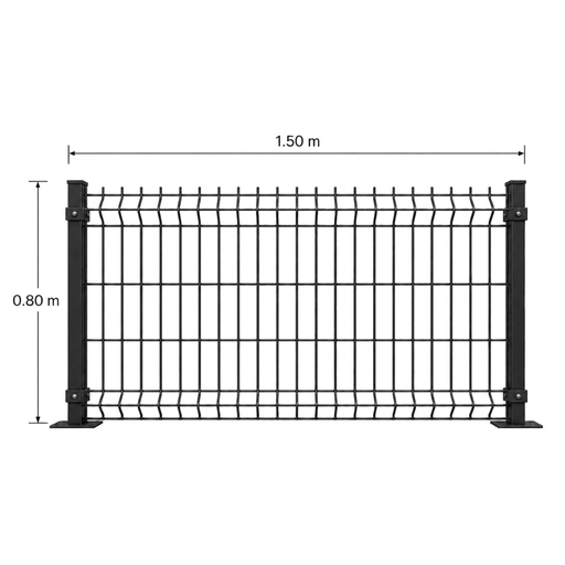 [KIT-RJ3D-80X150/FC/PE/NE] Kit Reja 3D 0.8 × 1.5 m — Pintado Negro (RAL 9011) — Fijación en concreto