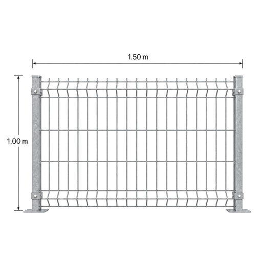 [KIT-RJ3D-100X150/FC] Kit Reja 3D 1.0 × 1.5 m — Galvanizado — Fijación en concreto
