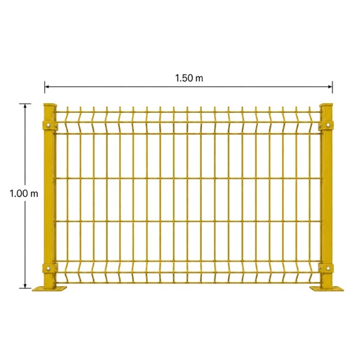 [KIT-RJ3D-100X150/FC/PE/AM] Kit Reja 3D 1.0 × 1.5 m — Pintado Amarillo (RAL 1003) — Fijación en concreto