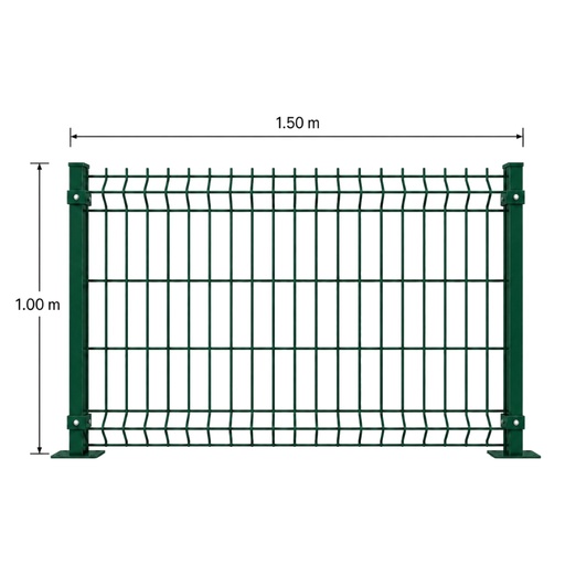 [KIT-RJ3D-100X150/FC/PE/VE] Kit Reja 3D 1.0 × 1.5 m — Pintado Verde (RAL 6005) — Fijación en concreto
