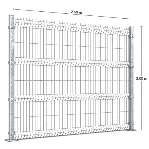 [KIT-RJ3D-200X250/FC] Kit Reja 3D 2.0 × 2.5 m — Galvanizado — Fijación en concreto
