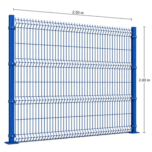 [KIT-RJ3D-200X250/FC/PE/AZ] Kit Reja 3D 2.0 × 2.5 m — Pintado Azul (RAL 5017) — Fijación en concreto