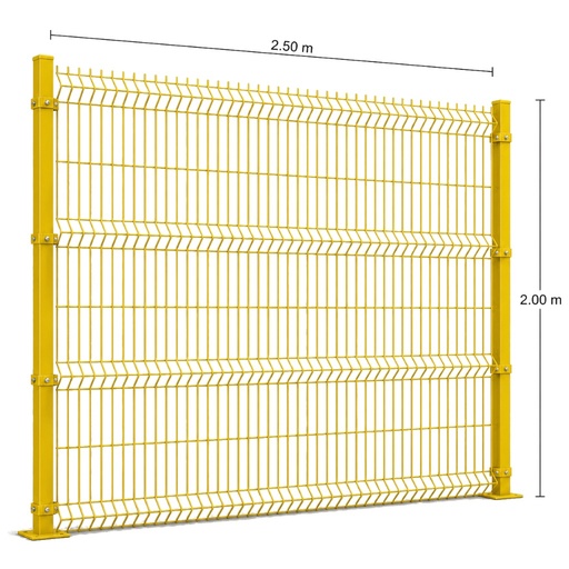 [KIT-RJ3D-200X250/FC/PE/AM] Kit Reja 3D 2.0 × 2.5 m — Pintado Amarillo (RAL 1003) — Fijación en concreto