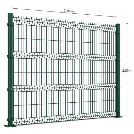 [KIT-RJ3D-200X250/FC/PE/VE] Kit Reja 3D 2.0 × 2.5 m — Pintado Verde (RAL 6005) — Fijación en concreto
