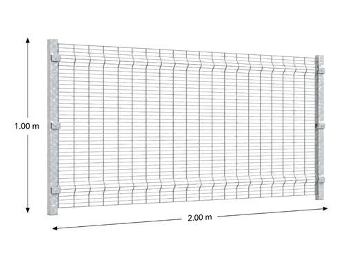 [KIT-RAE-100X200/PF] Kit Reja Antiescalable 1.0 × 2.0 m — Cuadrícula 1.2 × 7.5 cm — Galvanizado — Fundir