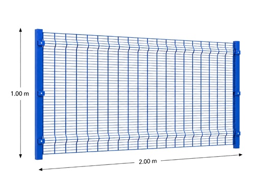 [KIT-RAE-100X200/PF/PE/AZ] Kit Reja Antiescalable 1.0 × 2.0 m — Cuadrícula 1.2 × 7.5 cm — Pintado Azul (RAL 5017) — Fundir