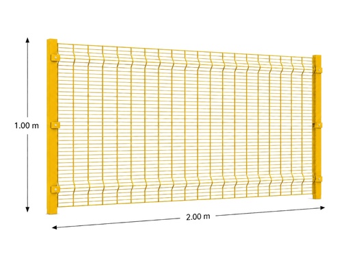 [KIT-RAE-100X200/PF/PE/AM] Kit Reja Antiescalable 1.0 × 2.0 m — Cuadrícula 1.2 × 7.5 cm — Pintado Amarillo (RAL 1003) — Fundir
