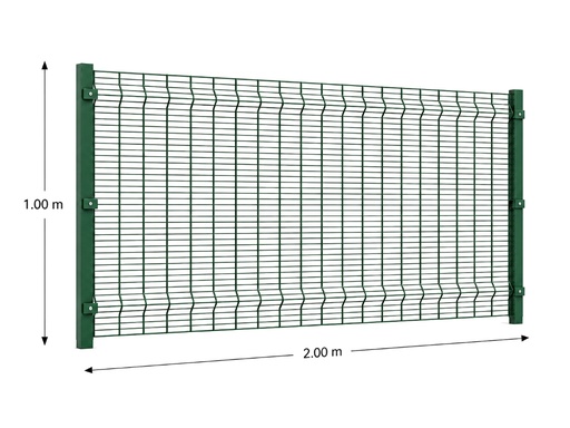 [KIT-RAE-100X200/PF/PE/VE] Kit Reja Antiescalable 1.0 × 2.0 m — Cuadrícula 1.2 × 7.5 cm — Pintado Verde (RAL 6005) — Fundir