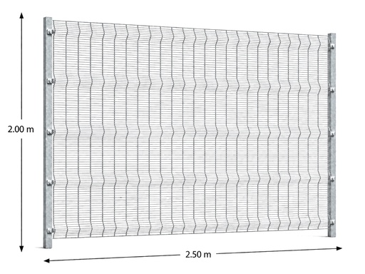 [KIT-RAE-250X200/PF] Kit Reja Antiescalable 2.5 × 2.0 m — Cuadrícula 1.2 × 7.5 cm — Galvanizado — Fundir
