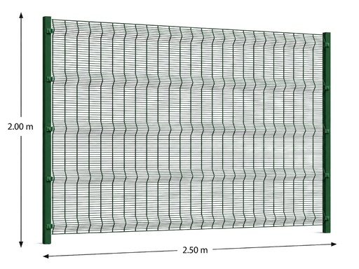 [KIT-RAE-250X200/PF/PE/VE] Kit Reja Antiescalable 2.5 × 2.0 m — Cuadrícula 1.2 × 7.5 cm — Pintado Verde (RAL 6005) — Fundir