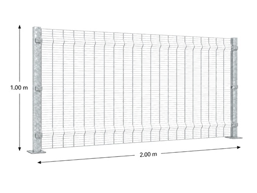[KIT-RAE-100X200/FC] Kit Reja Antiescalable 1.0 × 2.0 m — Cuadrícula 1.2 × 7.5 cm — Galvanizado — Fijación en concreto