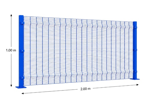 [KIT-RAE-100X200/FC/PE/AZ] Kit Reja Antiescalable 1.0 × 2.0 m — Cuadrícula 1.2 × 7.5 cm — Pintado Azul (RAL 5017) — Fijación en concreto