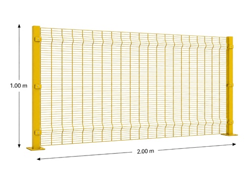 [KIT-RAE-100X200/FC/PE/AM] Kit Reja Antiescalable 1.0 × 2.0 m — Cuadrícula 1.2 × 7.5 cm — Pintado Amarillo (RAL 1003) — Fijación en concreto