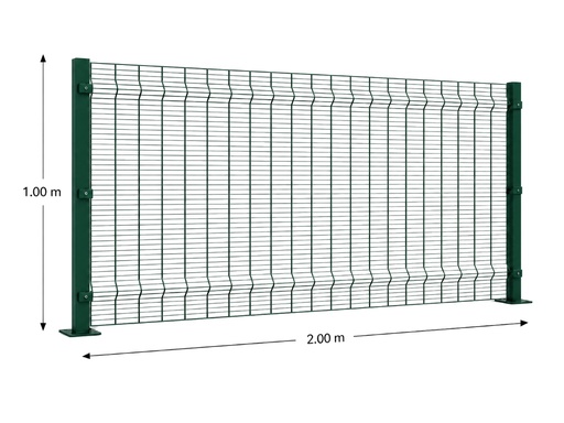 [KIT-RAE-100X200/FC/PE/VE] Kit Reja Antiescalable 1.0 × 2.0 m — Cuadrícula 1.2 × 7.5 cm — Pintado Verde (RAL 6005) — Fijación en concreto
