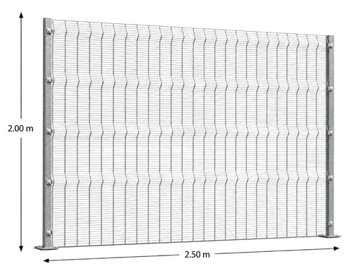 [KIT-RAE-250X200/FC] Kit Reja Antiescalable 2.5 × 2.0 m — Cuadrícula 1.2 × 7.5 cm — Galvanizado — Fijación en concreto