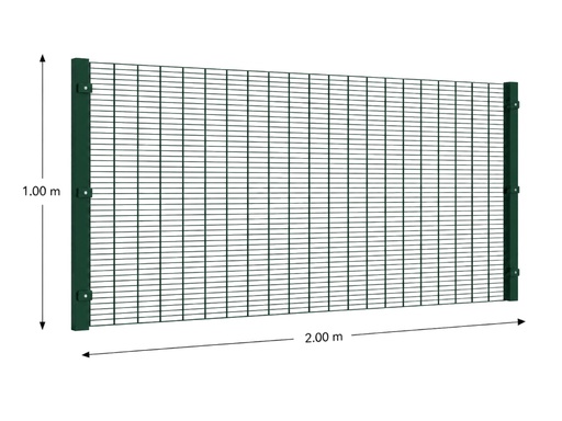[KIT-RAE-100X200/SP/PF/PE/VE] Kit Reja Antiescalable Sin Pliegues 1.0 × 2.0 m — Cuadrícula 1.2 × 7.5 cm — Pintado Verde (RAL 6005) — Fundir